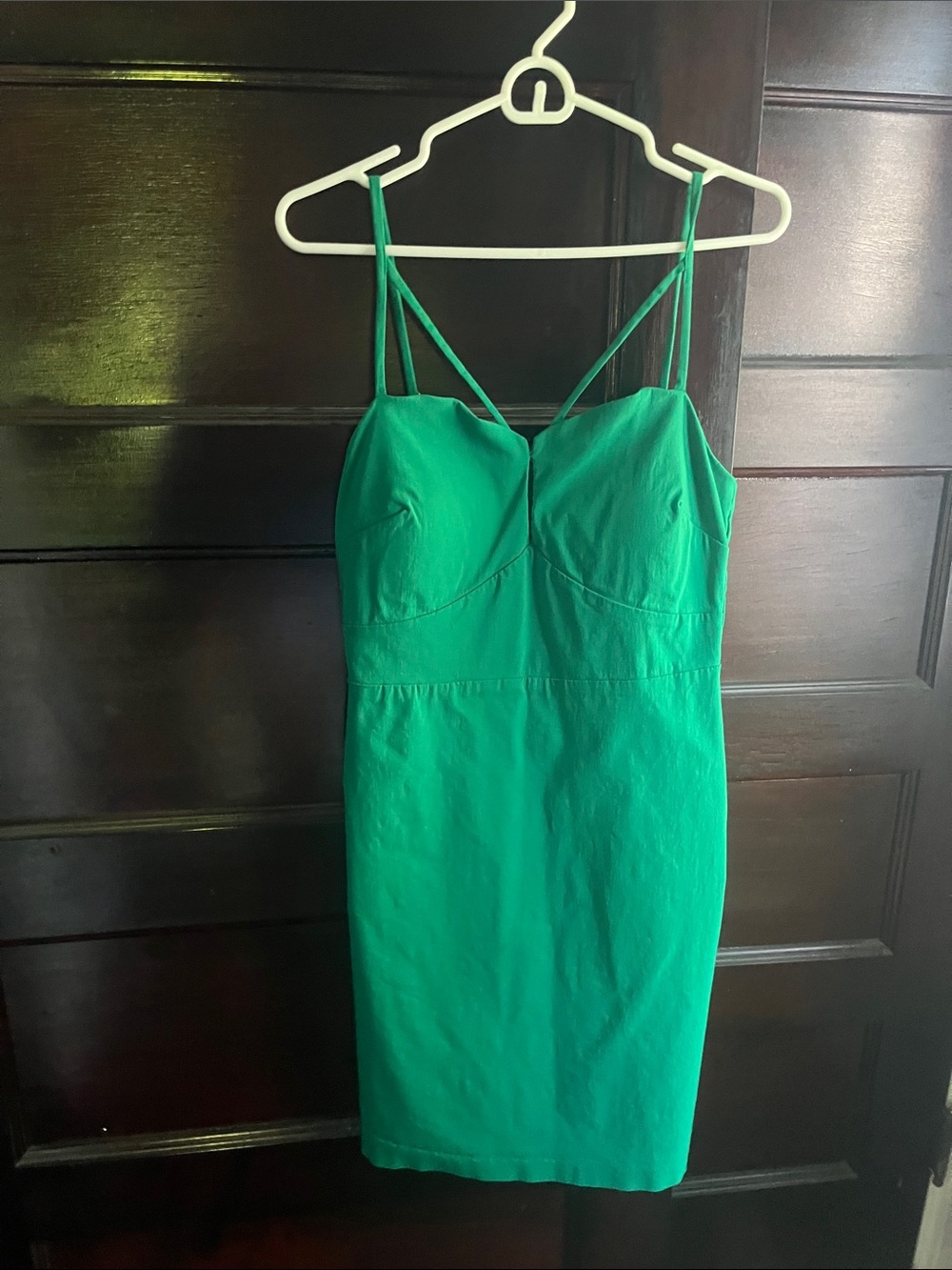 Sleeveless Emerald Green Mini Dress with Double Straps